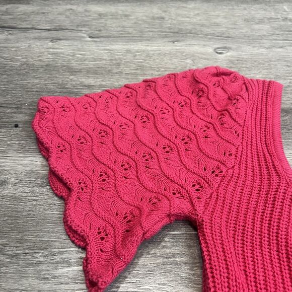 Lulus pink shirt WT505Y Ribbed Crochet Sleeves Scoop Neck shirt NWT small - Picture 4 of 6